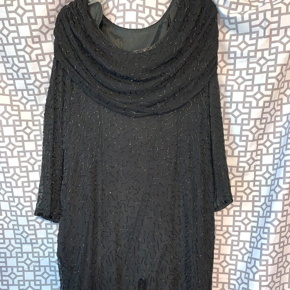 Black beaded party dress